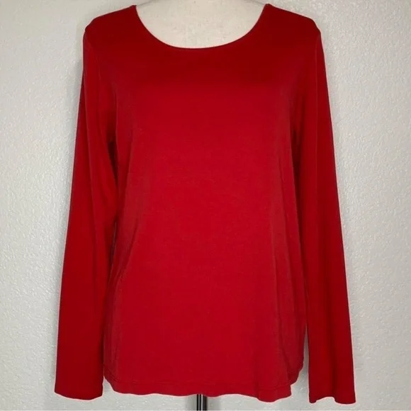PETITE SMALL J Jill true Red Scoop Neck
Lightweight Ribbed Sides Sweater - Picture 15 of 16